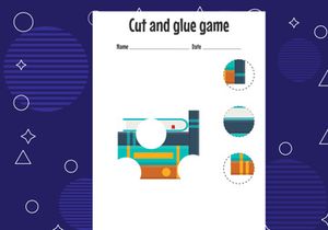 12 Pages Cut and glue game for kids. Cutting practice for preschoolers. Education paper game for children