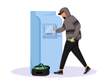 ATM fraud flat color vector faceless character preview picture