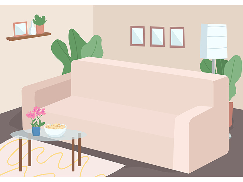 Couch for family leisure flat color vector illustration