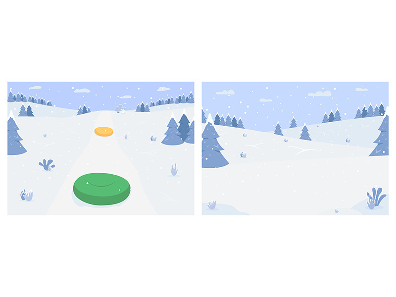 Winter activities flat color vector illustration set