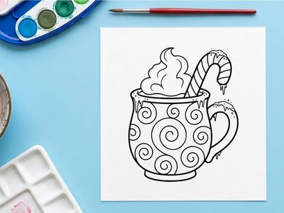 Caneca de chocolate quente com mexerica de bastão para comemoração festiva de Natal