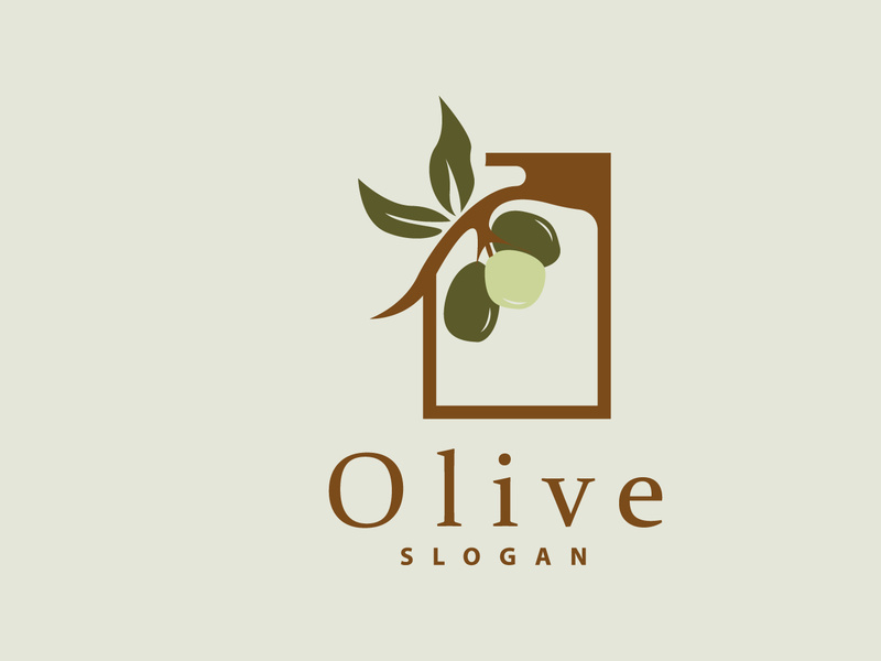 Olive Oil Logo, Olive Leaf Plant Herbal Garden Vector