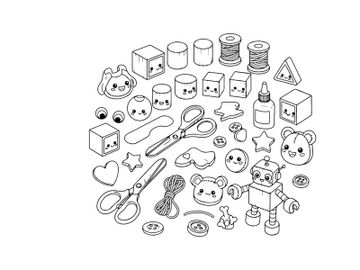 Cute crafting tools and sewing supplies flat design vector illustration preview picture