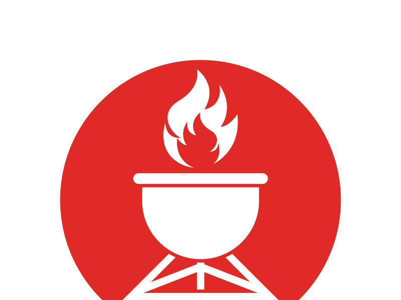 BBQ grill simple and symbol icon with smoke or steam logo vector illustration