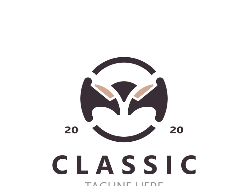 Steering wheel logo automotive car design garage auto repair workshop illustration