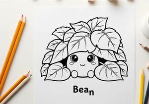 Cute cartoon bean character happy face vector illustration