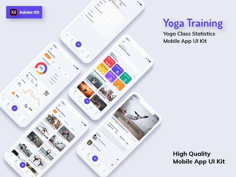 Yoga Class Mobile App Light Version (XD)