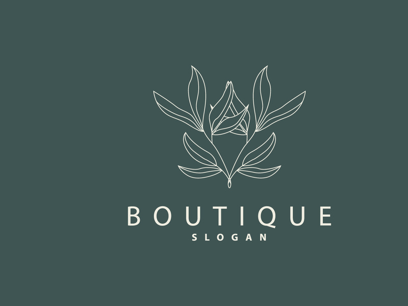 Leaf Line Logo, Beautiful Hand Drawn Design