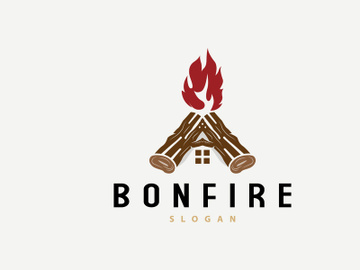 Campfire Logo Design, Bonfire Vector, Adventure Camp Outdoor preview picture