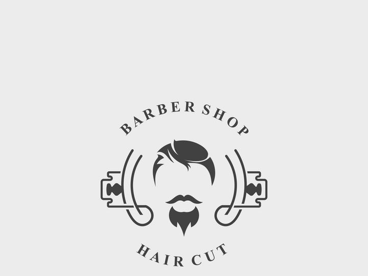 Barber shop logo with cool hair and shaving styles for product, business and shop template