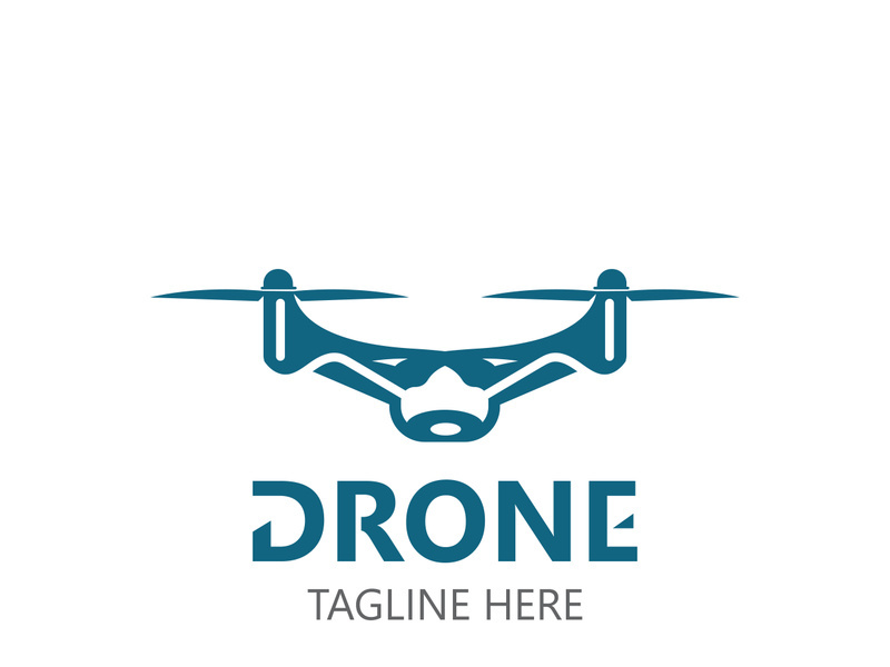 Drone aerial with camera vector template icon. logo photography drone vector. quadcopter flat style illustration