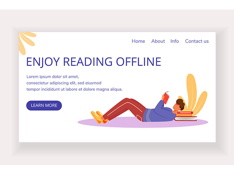 Enjoy reading offline landing page vector template