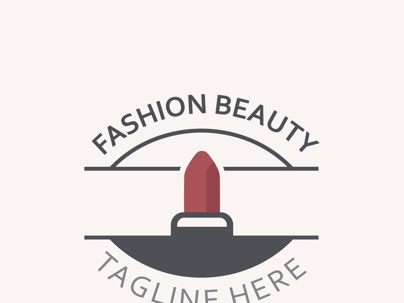 Lipstick logo design for makeup fashion shop and beauty vector cosmetic design template