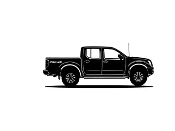 Silhouette of a black pickup truck with four doors preview picture