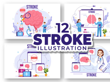 12 Human Brain Stroke Illustration preview picture