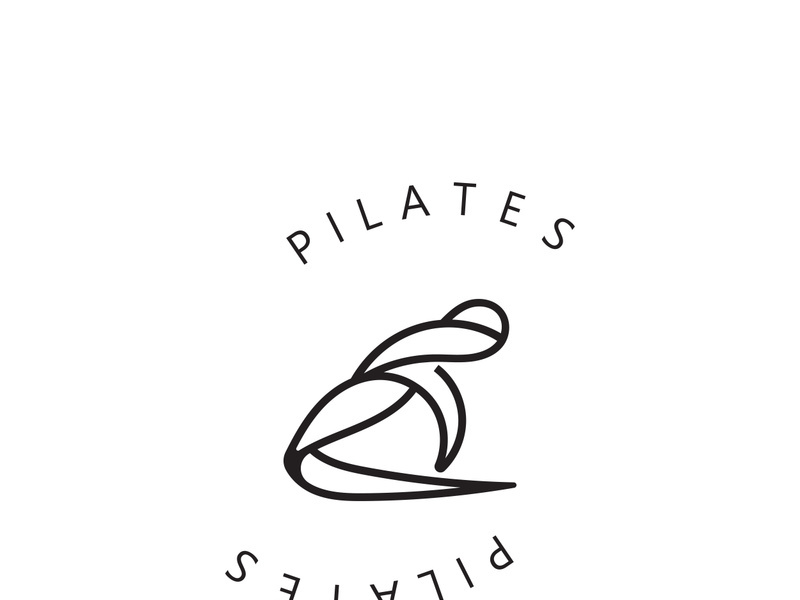 Abstract Pilates Logo, Yoga identity body balance vector monoline Design Template. wellness lifestyle