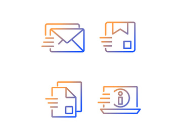 Information transmission gradient linear vector icons set preview picture