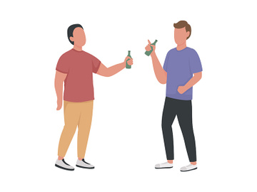 Male friends drinking together semi flat color vector characters preview picture