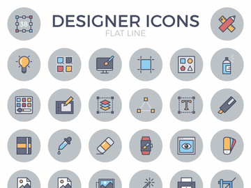 Designer Flat Line Icon Set preview picture