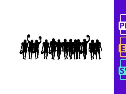 A group of people silhouettes standing together in unity and solidarity with raised hands