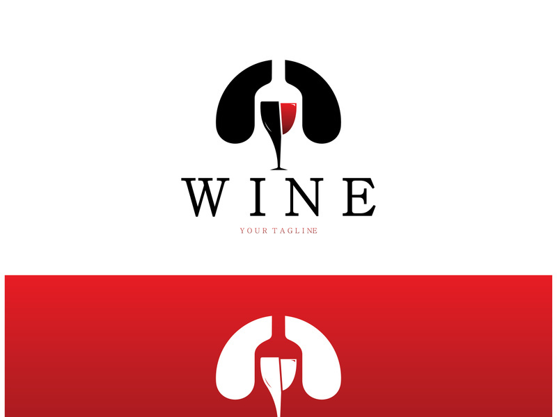 Wine logo with wine glasses and bottles.for night clubs,bars,cafe and wine shops.