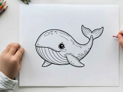 Smiling whale underwater vector illustration flat design