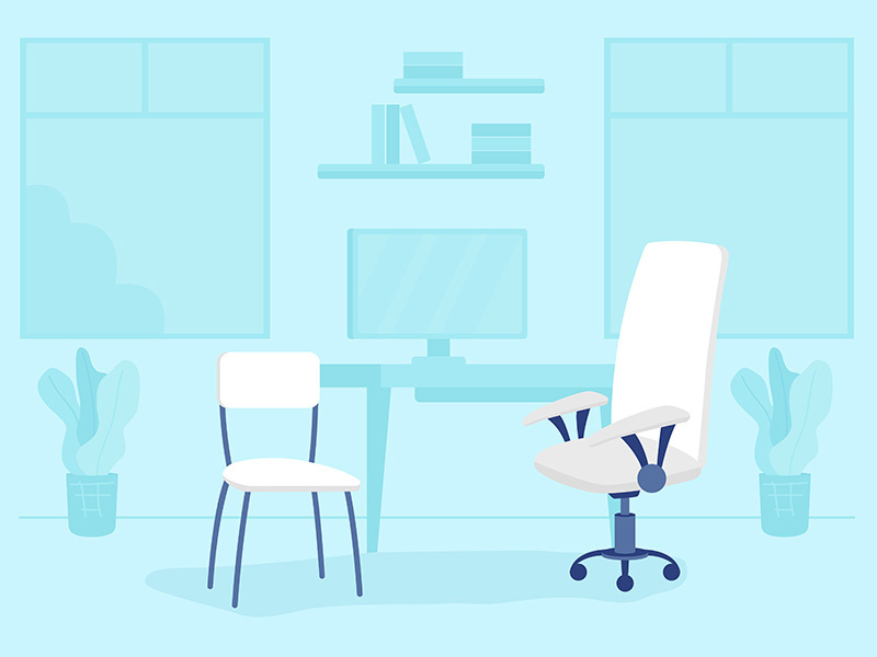 Consulting room in health facility flat color vector illustration