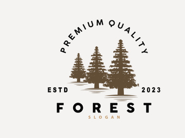 Forest Logo, Vector Forest Wood With Pine Trees Design preview picture