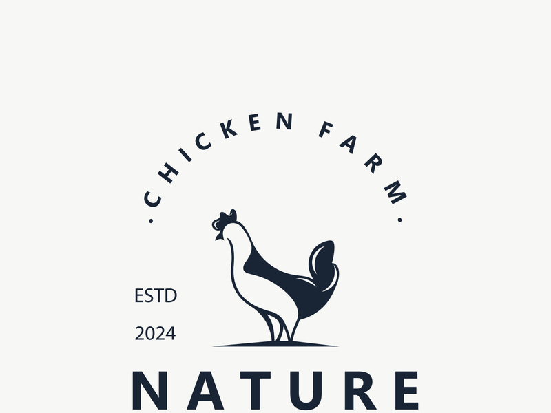 Chicken Farm logo design, animal icon for groceries, butcher shop, farmer market livestock template