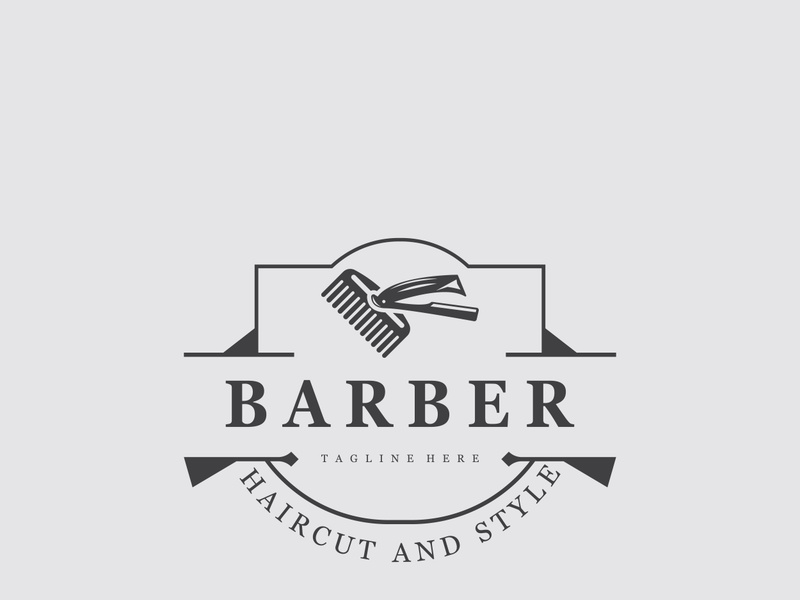 Barber vintage retro element badge or emblem on white background