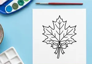 Elegant maple leaf illustration for seasonal design. Artistic botanical drawing for nature-themed projects.