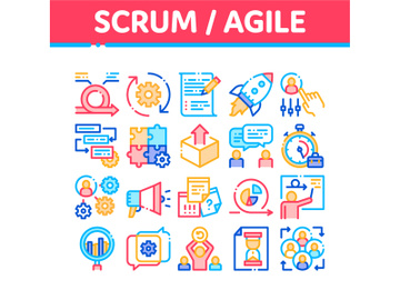 Scrum Agile Collection Elements Vector Icons Set preview picture
