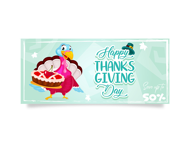 Happy Thanksgiving day banner flat vector template