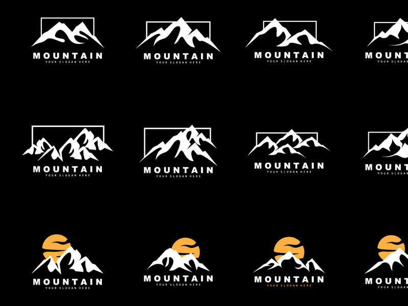 Mountain Logo Design, Vector Place For Nature Lovers Hiker