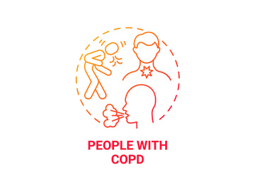People with copd red gradient concept icon preview picture