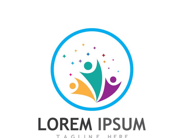 Community of people logo design with creative idea.