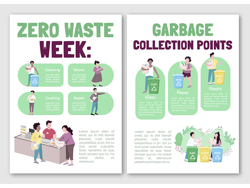 Garbage collection flat vector brochure template