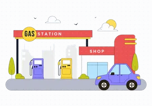 10 Gas Station Vector Illustration