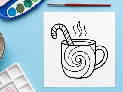 Steaming hot peppermint candy cane coffee mug for festive Christmas morning celebration