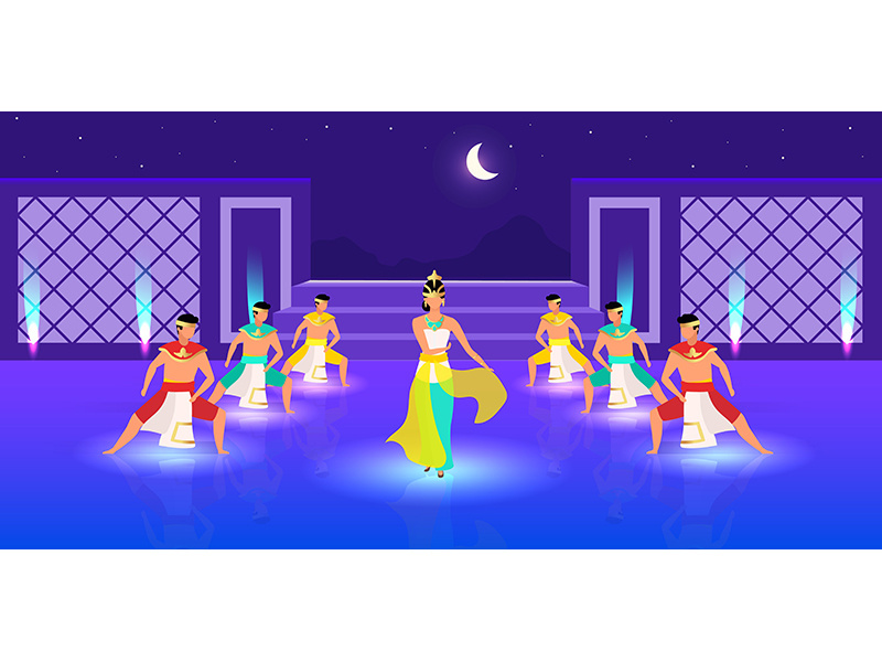 Indonesian dances flat vector illustration