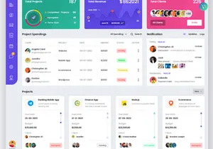 Admin Projects Management Dashboard Page Web UI Template