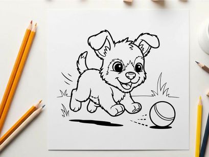 Cute puppy playing with soccer ball vector illustration