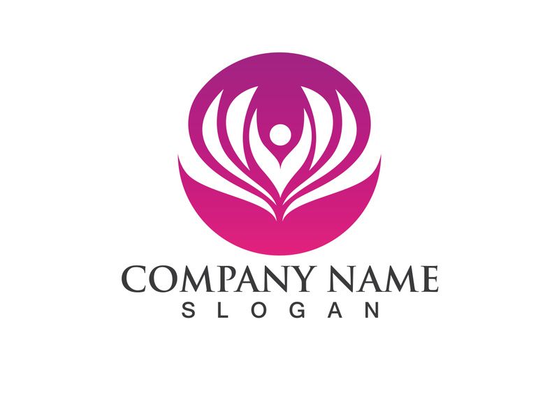 People yoga health in lotus flower logo