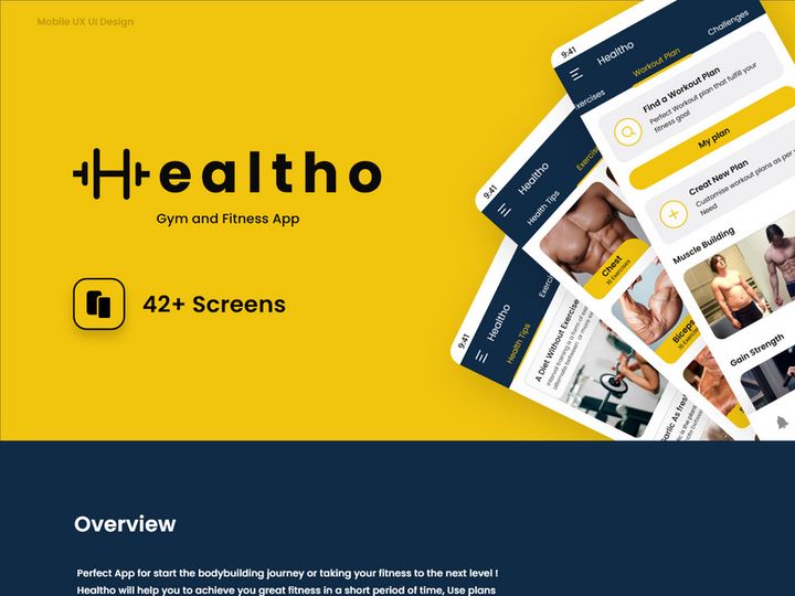 Free UI Kit Health Self Trainer Gym and Fitness App