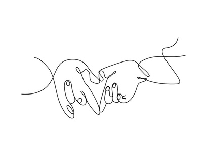 Heart Shaped Hands One Continuous Line Drawing