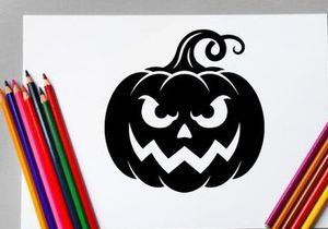 Halloween Jack-o'-lantern with a spooky carved face for festive celebrations