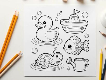 Cute sea animals set swimming vector illustration flat design
