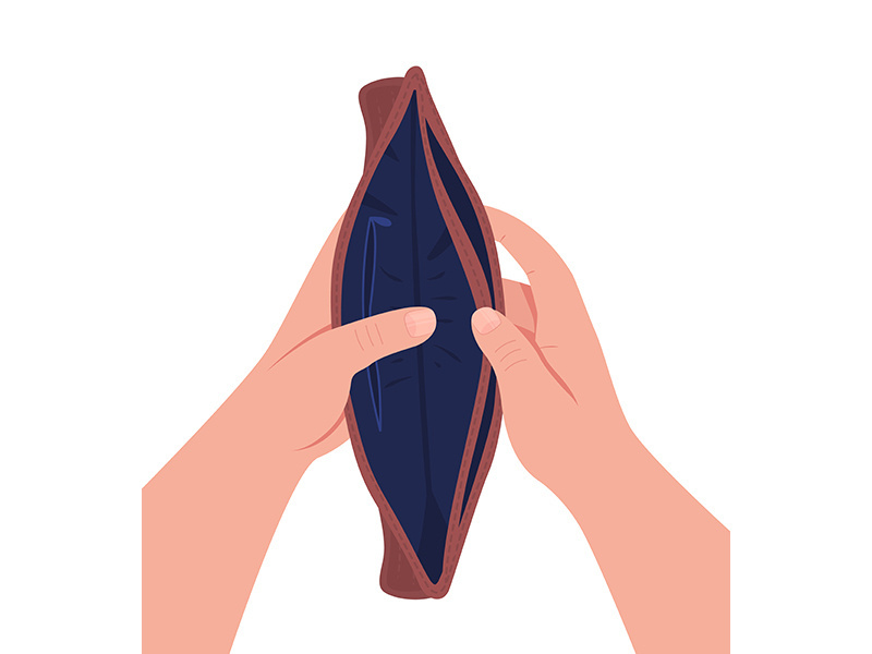 Empty wallet flat concept vector illustration