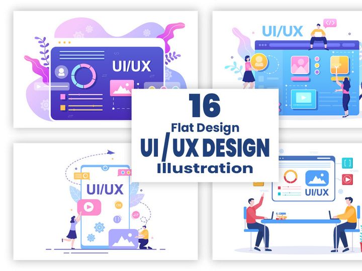 16 UI & UX Programmer Flat Design