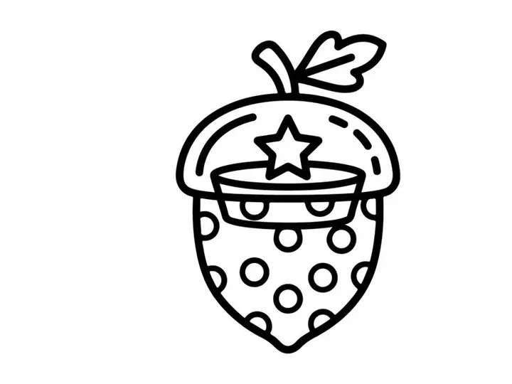 Hand-drawn Halloween apple with star and bow. Cute retro fruit illustration for spooky season decor and treats.